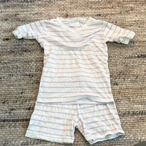Lake Striped Kids Pajamas in White and lavender